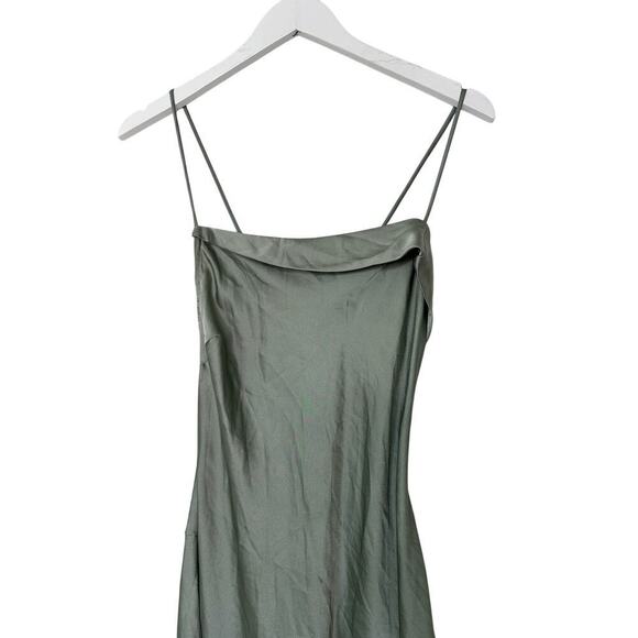 NWT ASTR the Label Size Medium Sage Green Satin Gaia Back Tie Slip Y2k Dress - Picture 4 of 10